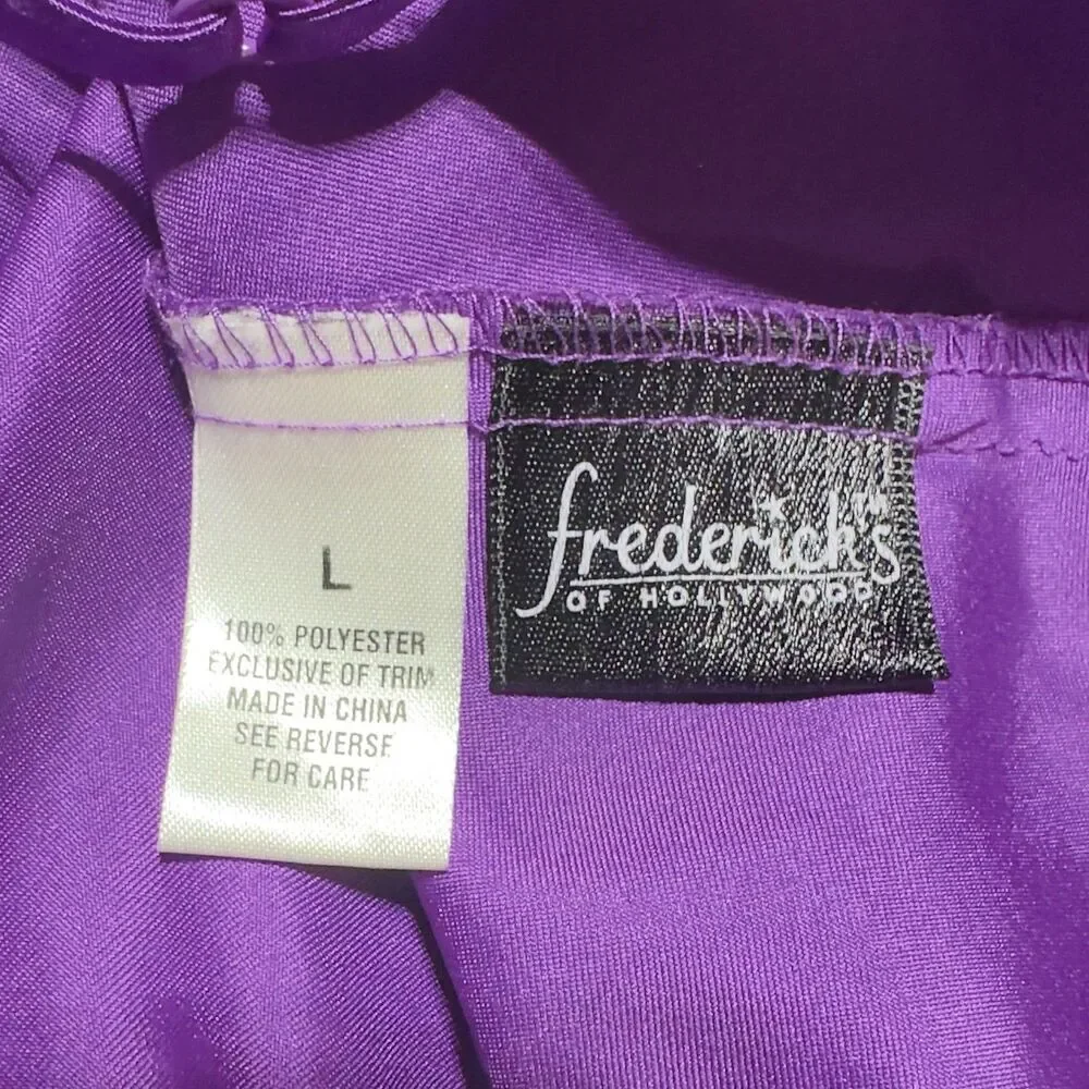 Vintage Frederick's Of Hollywood Purple Satin Slip Dress Lingerie Nightie Size L